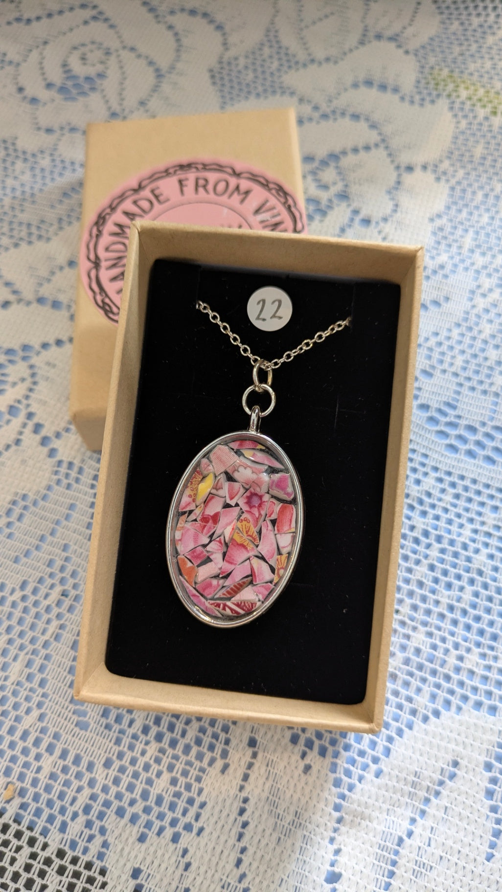 Mosaic Pendant Necklace | Handmade from Vintage Plates