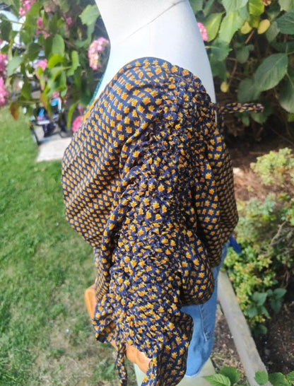 Es Cana Grecian Top - Blue/Yellow