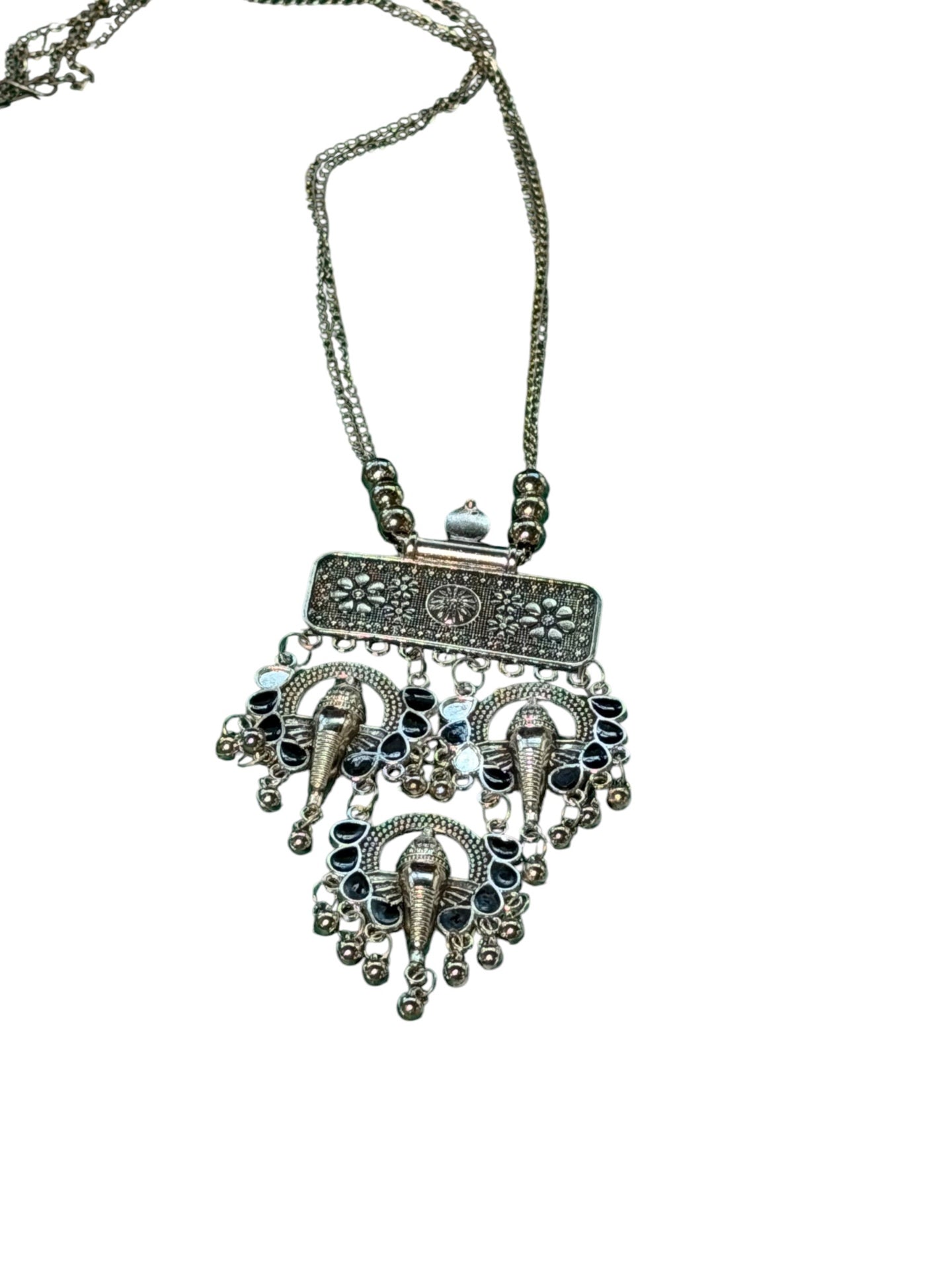 Bali Elephant Vintage Silver Necklace 