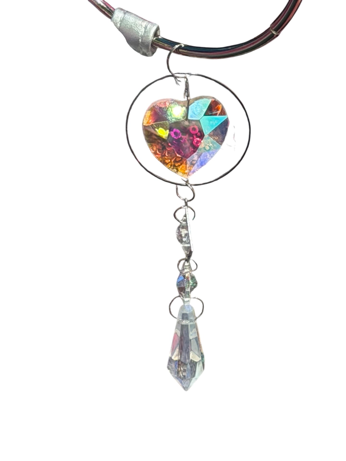 Silver Crystal Bag with Heart Yellow Agate