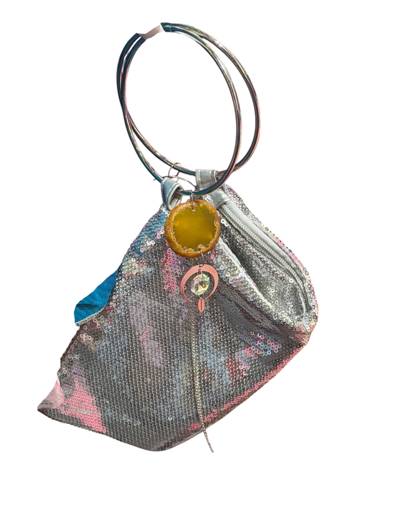Silver Crystal Bag with Yellow Agate
