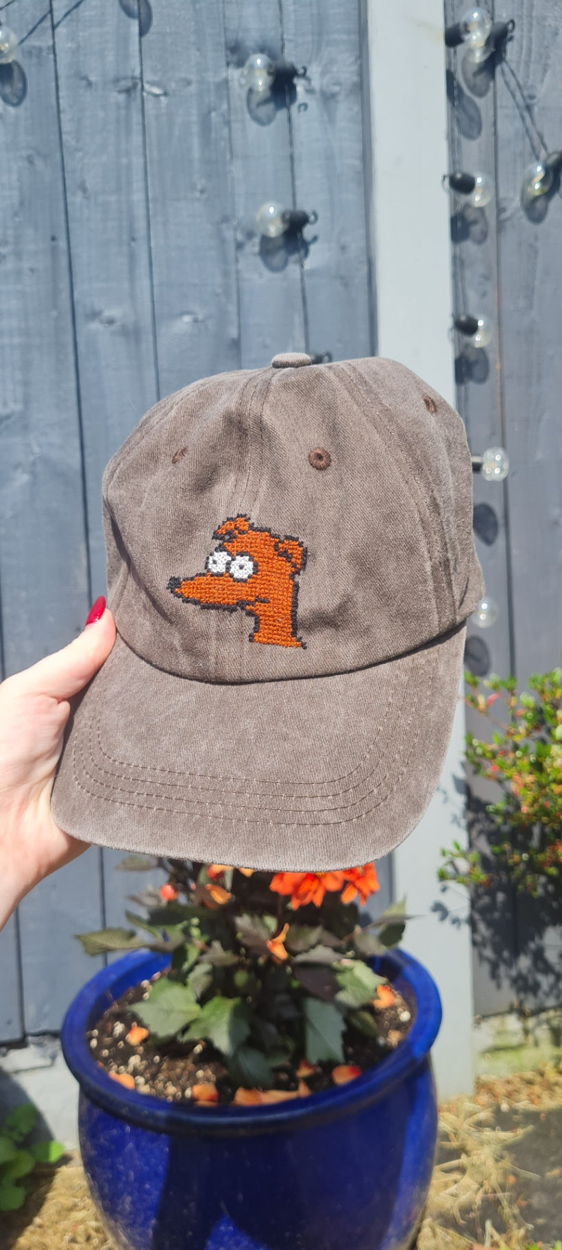 Santas Little Helper Simpsons Cross Stitch Cap