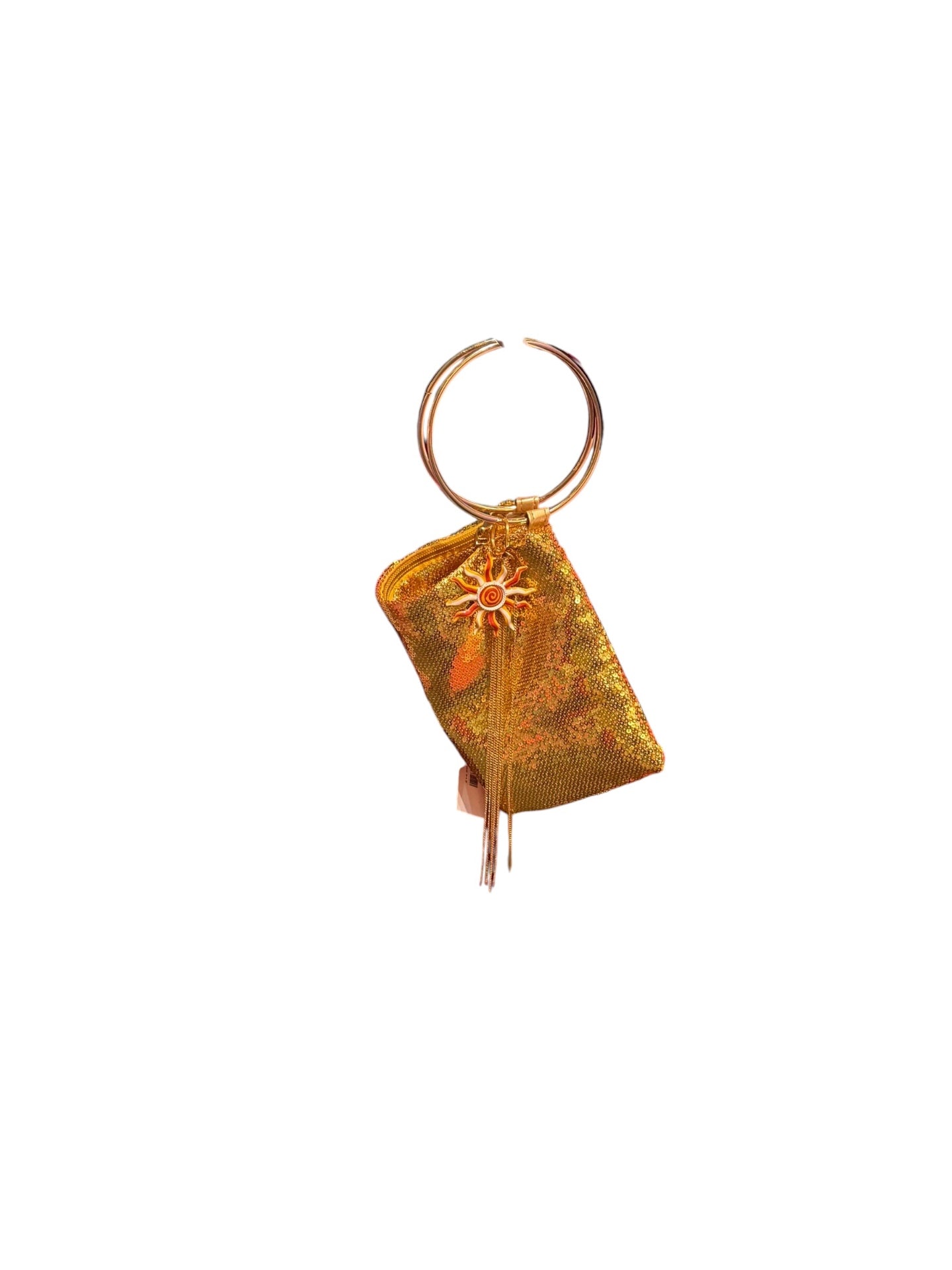 Gold Sequin Bag with Sun Chain Charms