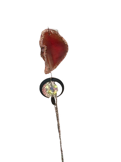 Silver Crystal Bag with Red Agate