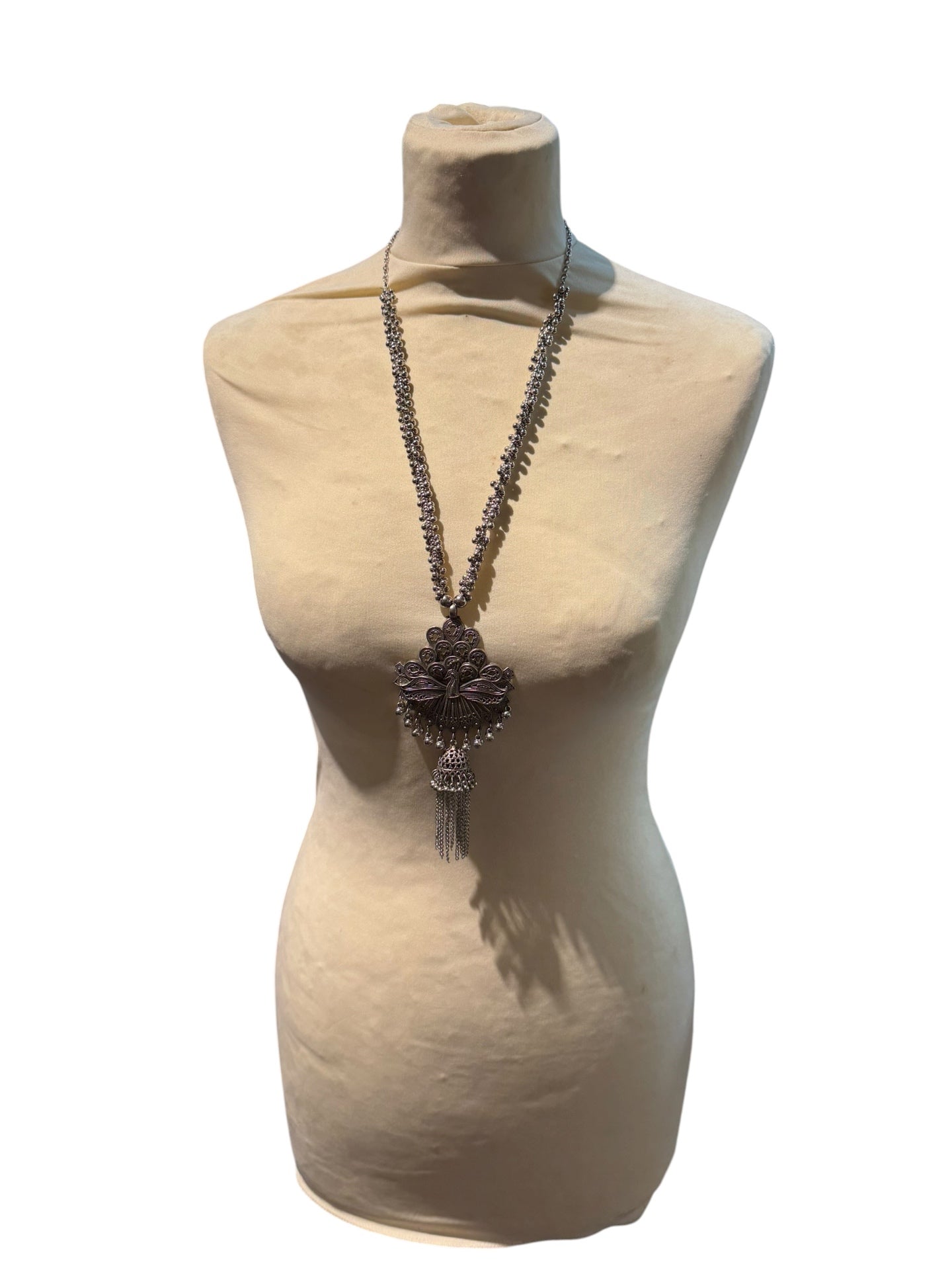 Bali Peacock Vintage Silver Necklace
