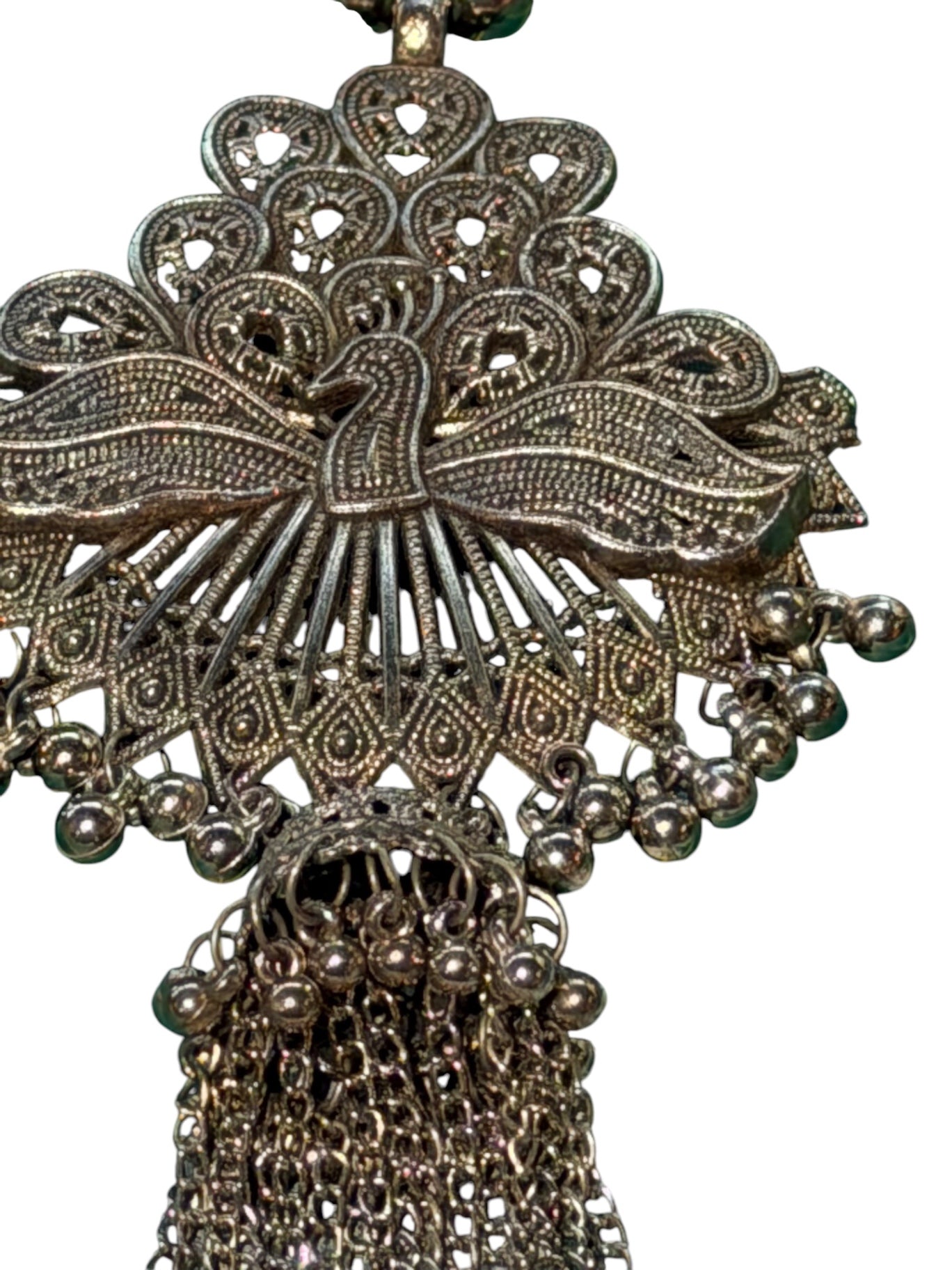 Bali Peacock Vintage Silver Necklace