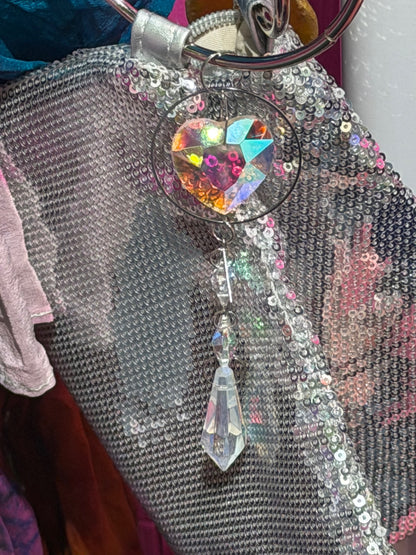 Silver Sequin Bag with Purple Agate
