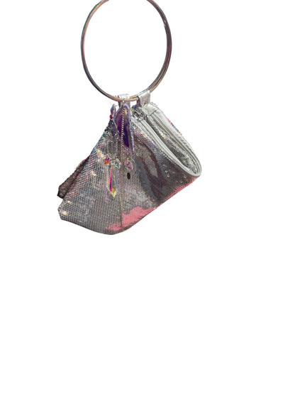 Silver Sequin Bag with Purple Agate