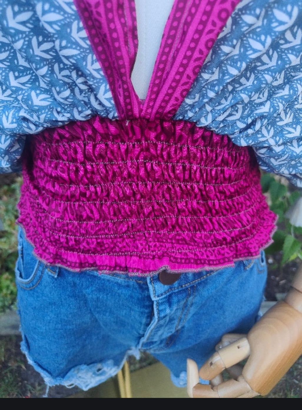 Es Cana Grecian Top - Grey / Pink