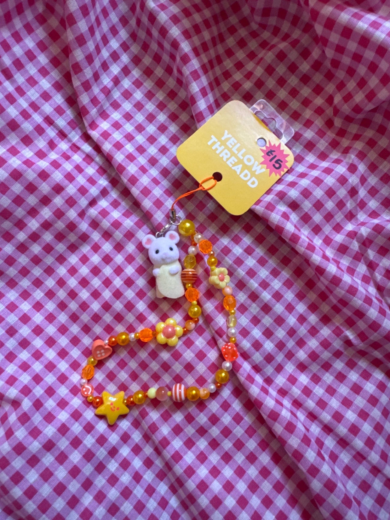 Yellow mouse orange charm 