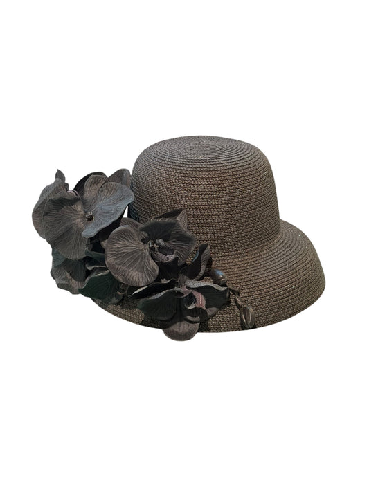 Black Straw Orchid Hat