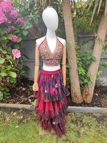Wanderlust maxi tired skirt -Red