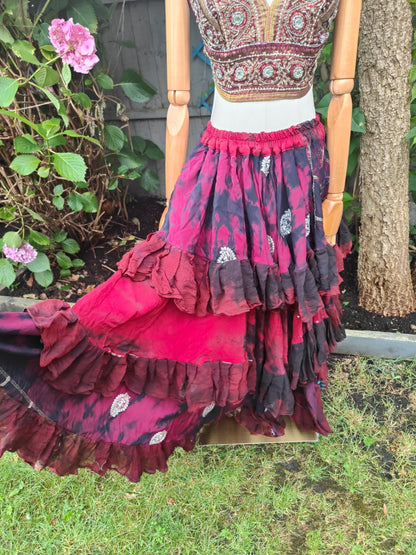 Wanderlust maxi tired skirt -Red