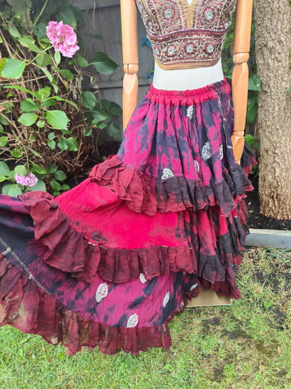Wanderlust maxi tired skirt -Red