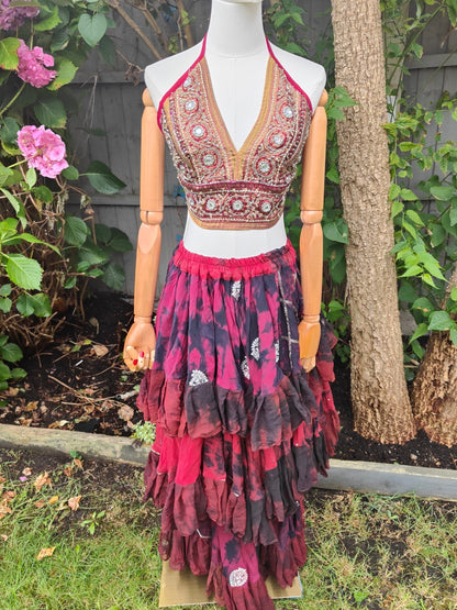 Wanderlust maxi tired skirt -Red