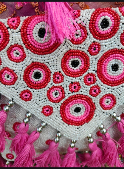 Beaded evil eye protection -Pink 