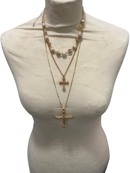 Gold Costume Jewellery Cross Set  