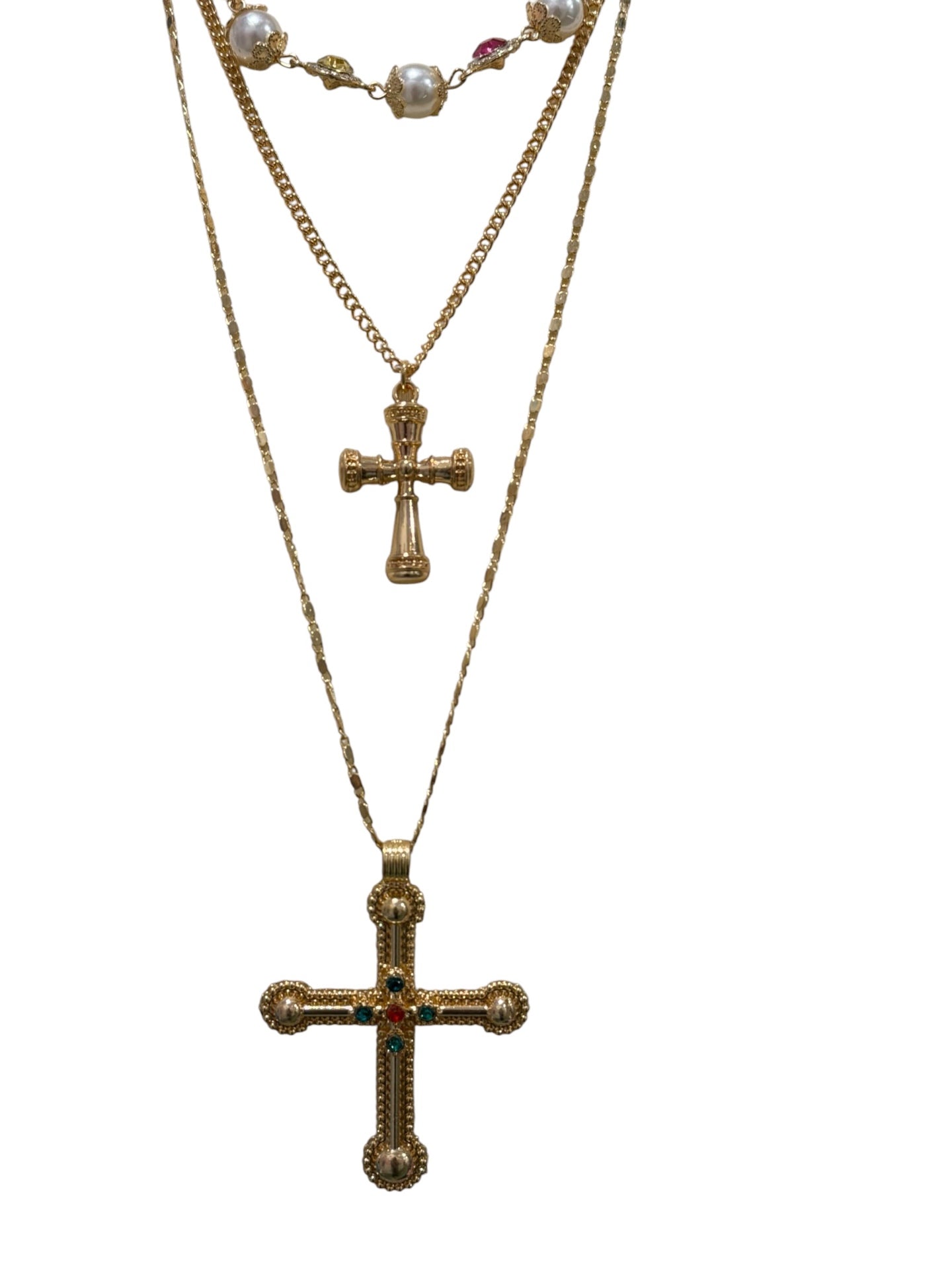 Gold Costume Jewellery Cross Set  