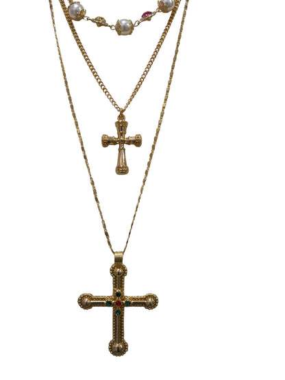 Gold Costume Jewellery Cross Set  