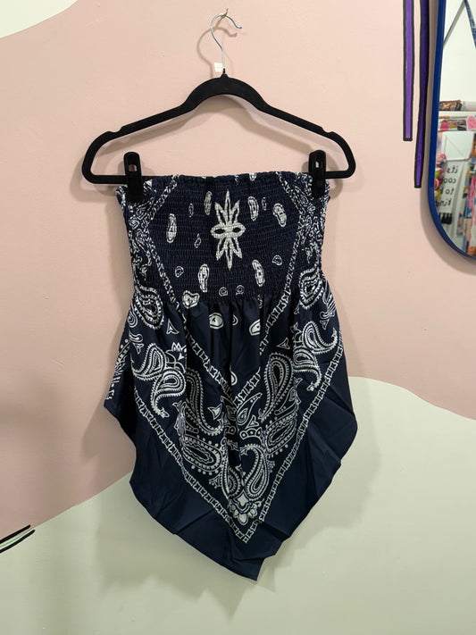Navy Bandanna Top
