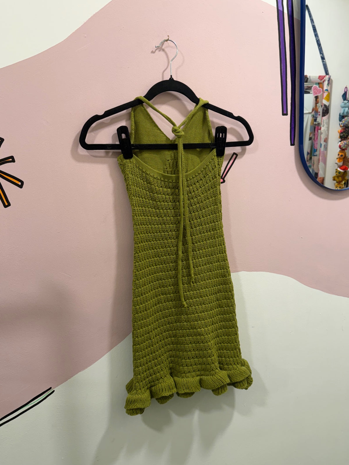 Green Crochet Dress With Shell Detail