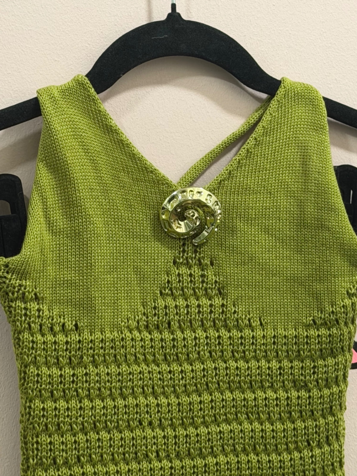 Green Crochet Dress With Shell Detail