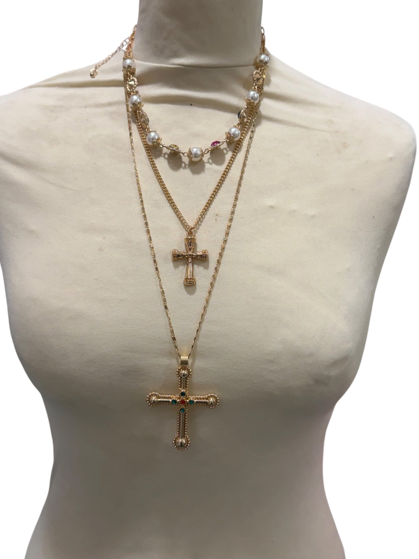 Gold Costume Jewellery Cross Set  