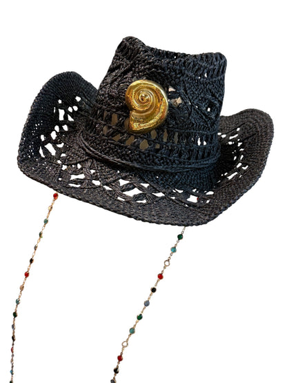 Conch Shell Beach Hat — Black Gold