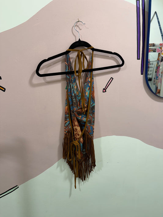 Sun Tassel Halter neck Top