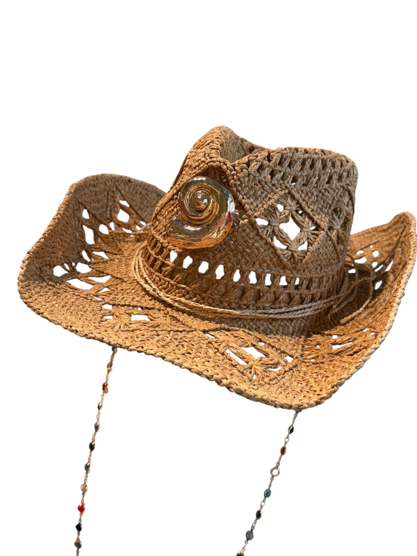 Conch Shell Beach Hat Beige Gold