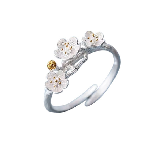 Silver Moon Blossom Ring 🌙🌸