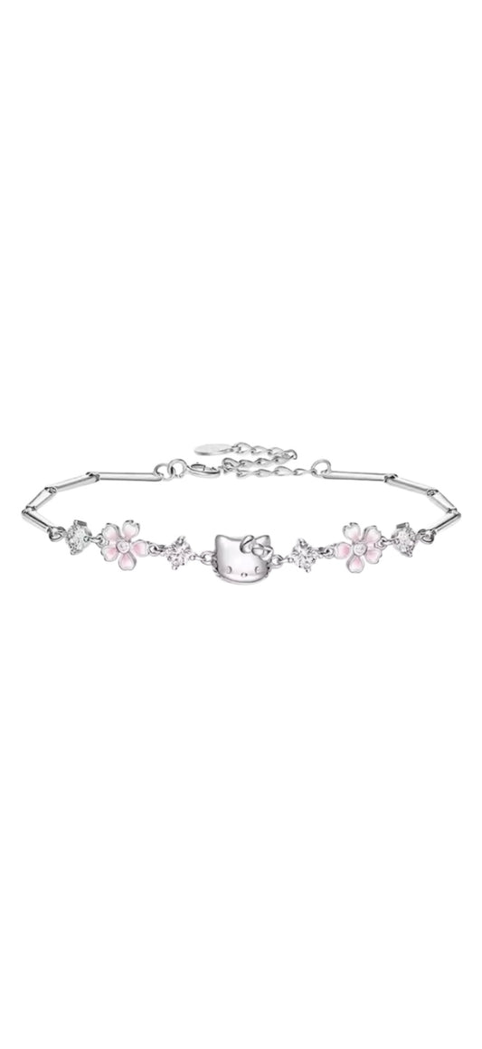 Silver Hello Kitty Crystal Bracelet