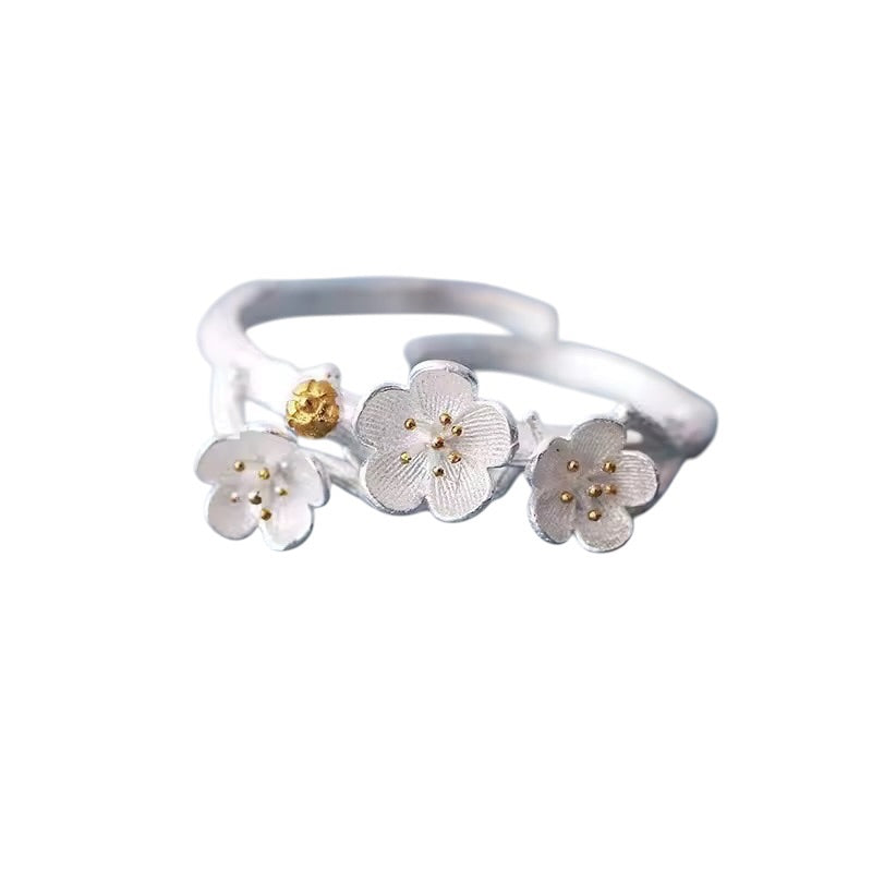 Silver Moon Blossom Ring 🌙🌸