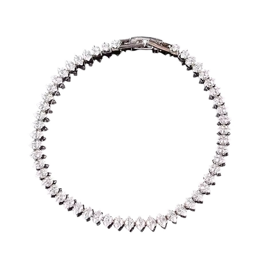 Astral Marquise-cut Zirconia Tennis Bracelet Silver