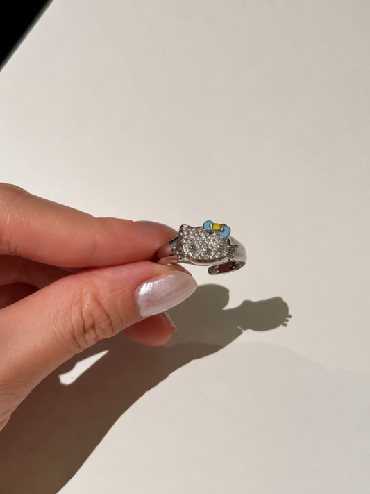 Hello Kitty Silver Crystal Ring