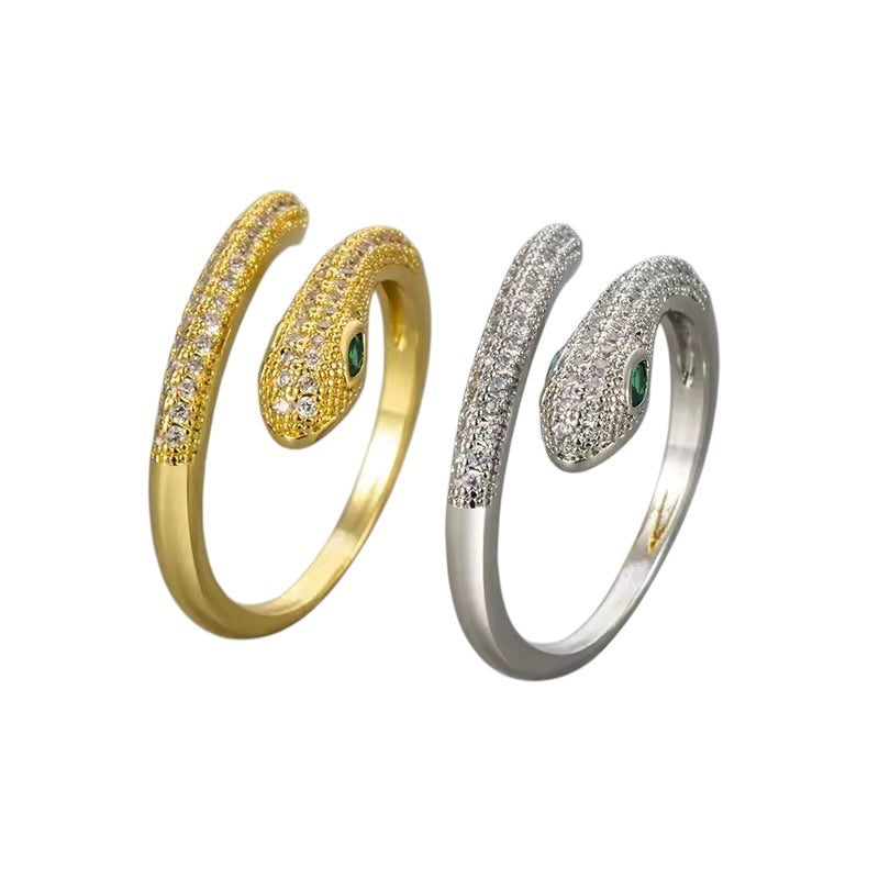 Crystal Snake Ring Gold