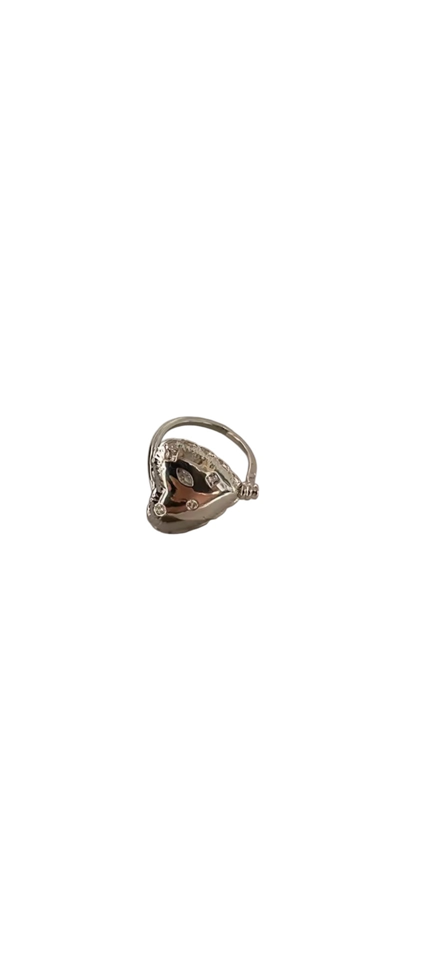 Silver Crystal Heart Ring