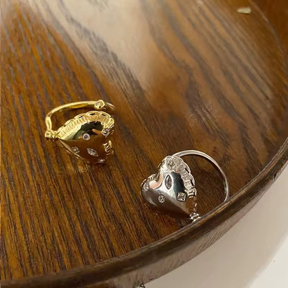 Gold Crystal Heart Ring