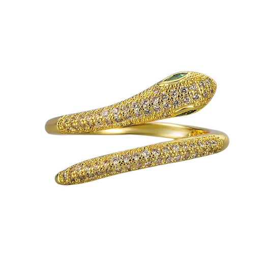 Crystal Snake Ring Gold