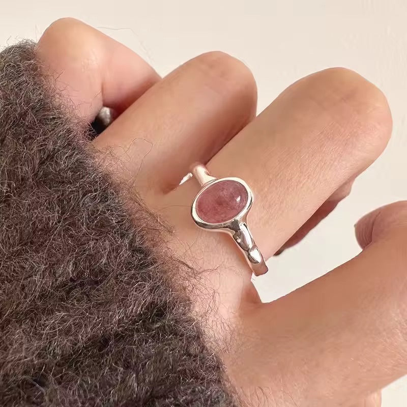 Rose Quartz Silver Ring