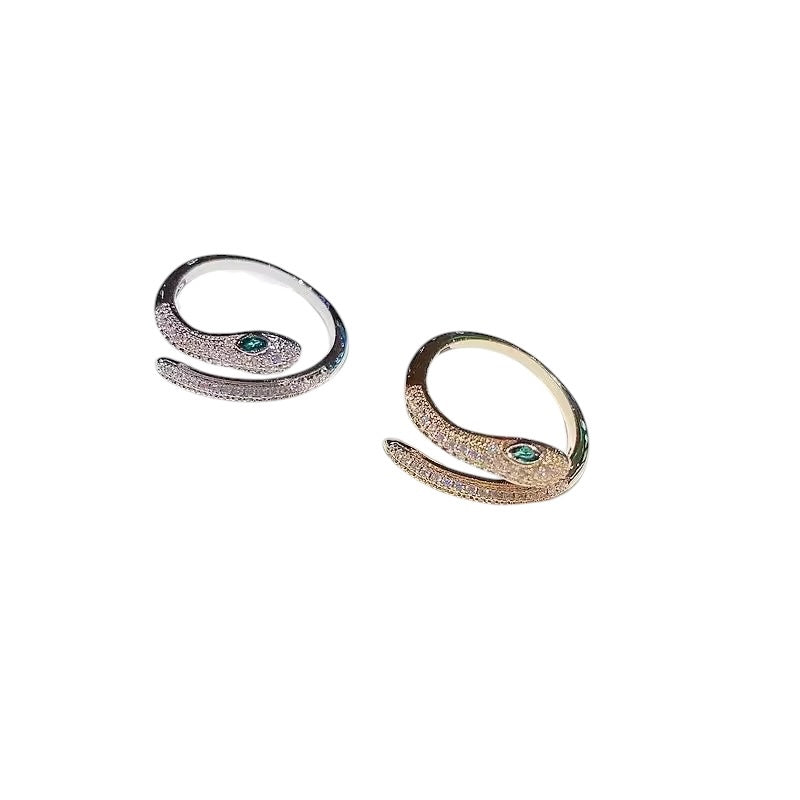 Crystal Snake Ring Gold