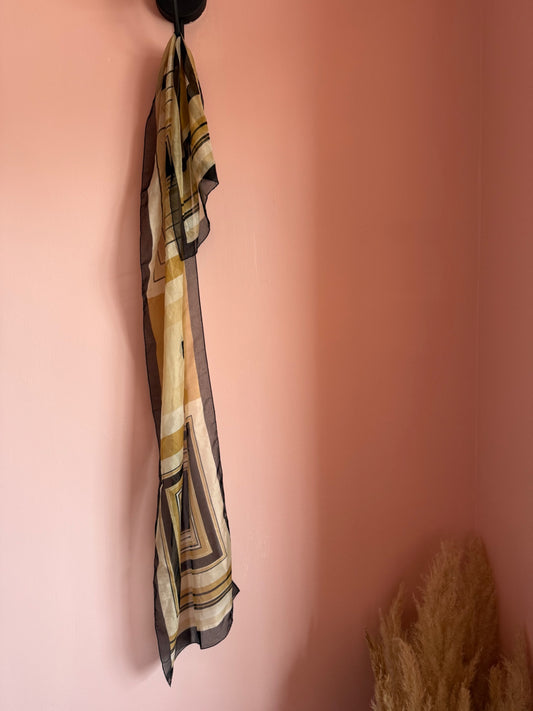 Brown Square Print Scarf 