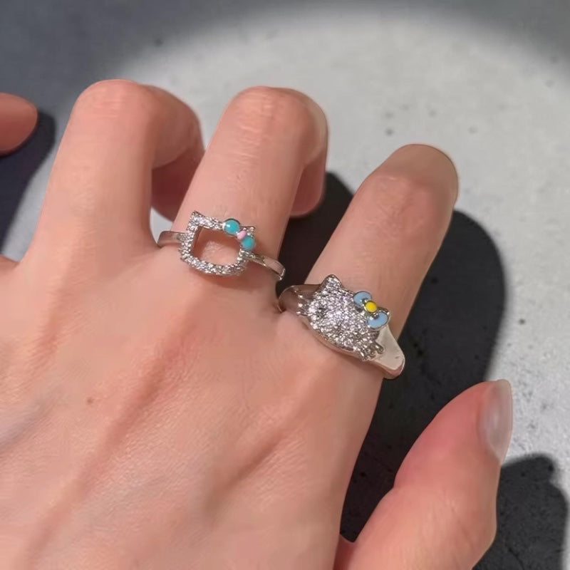 Hello Kitty Silver Crystal Ring