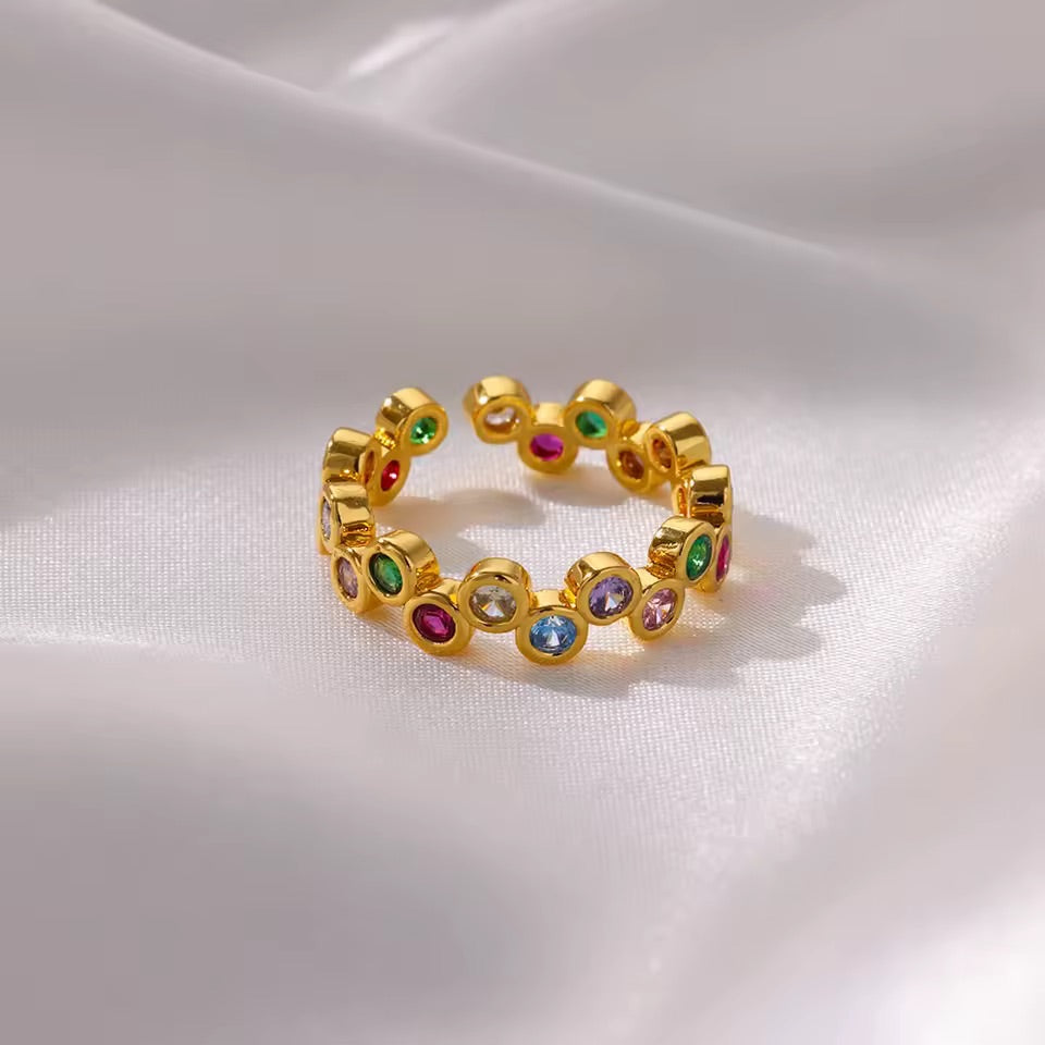 Confetti Crystal Gold Ring 