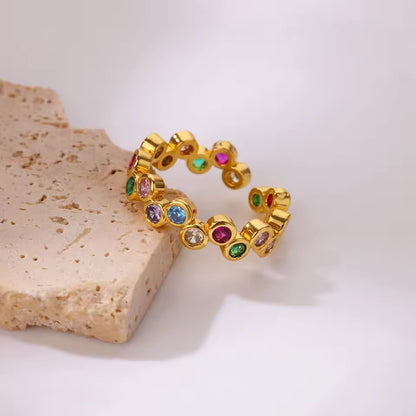 Confetti Crystal Gold Ring 