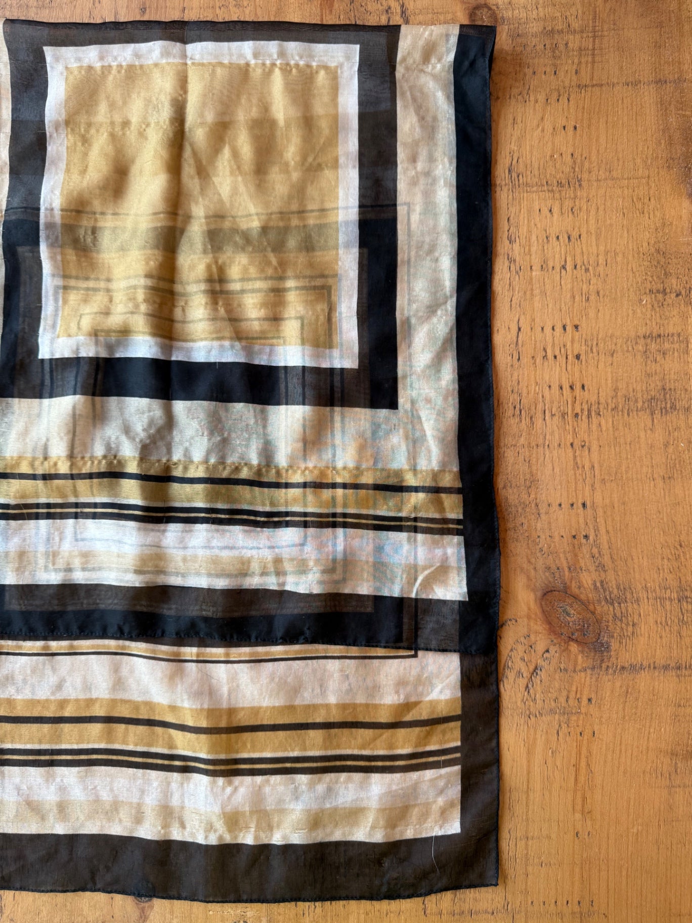 Brown Square Print Scarf 