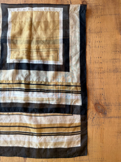 Brown Square Print Scarf 
