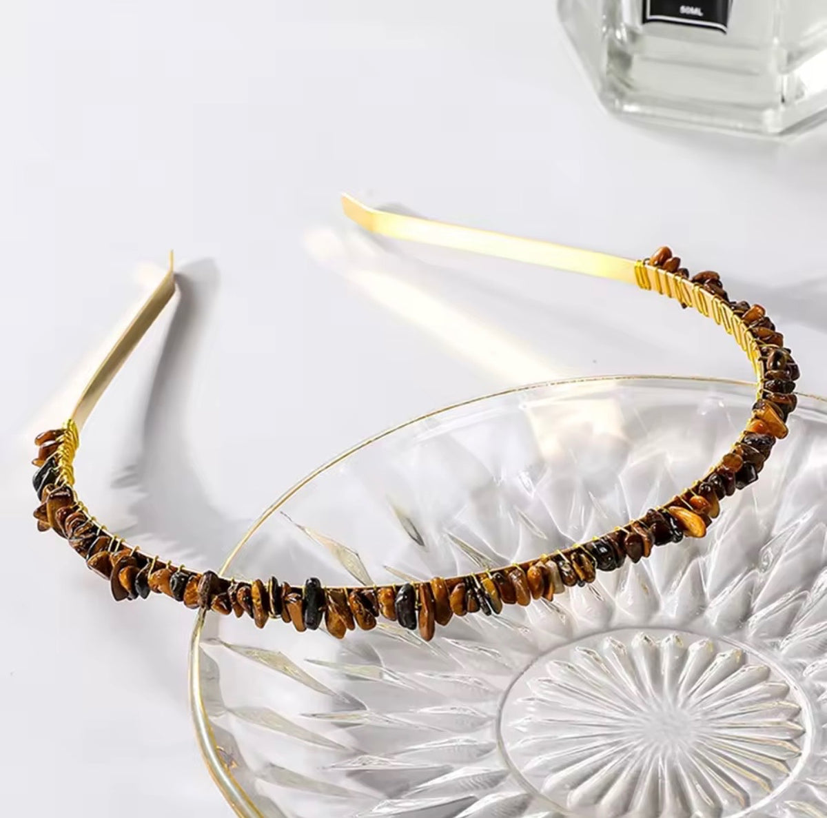 Tigers Eye Crystal Chip Headband