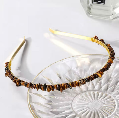 Tigers Eye Crystal Chip Headband