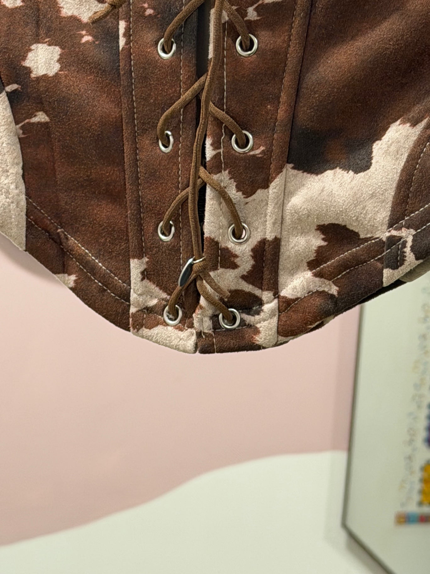 Western Cow Print Corset Top